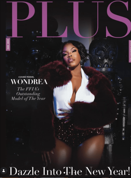 PLUS Model Magazine December 2024 cover featuring Wondrea Gilmore