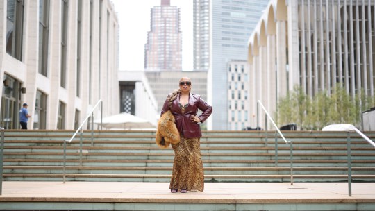 Suzanne Ujaque on the steps of Lincoln Center in New York City
